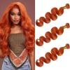 Orange Bundles Human Hair 10 12 14inch Body Wave Bundles 12A Brazilian Virgin Hair 3Bundles Double Weft Hair Weave for Women #350Ginger view 1