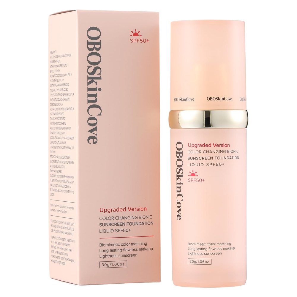 Bio Upgraded 4-in-1 Sunscreen Foundation Medium Spectrum by OBOSkincove; Hydrating, Anti-Aging, Concealing,Protecting from Sun with SPF50+; for Gym, Sports, Dancing,Work