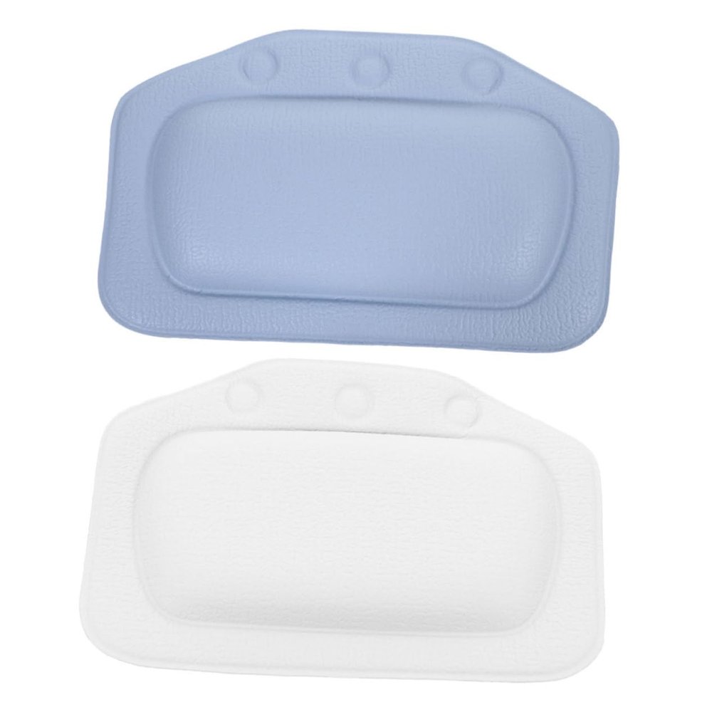 LALADEFIEE 2Pcs Bath Head Rest Pillows for Bathtub Breathable Bathroom Cushions with Soft Comfortable Neck Support for Relaxing Spa Tub Use Blue White