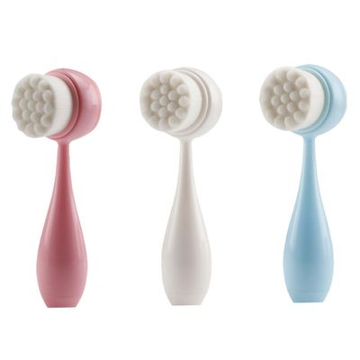 ETHZZLE 3pcs Silicone Facial Cleansing Brush for Pore Deep Cleansing Manual Face Scrubber with Soft Material Portable Dual-Sided Design in White Blue Pink for Skincare and Makeup Removal