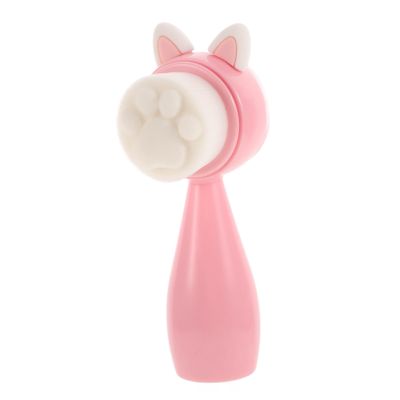 COOLHIYA Facial Exfoliating Brush Soft Silicone Manual Facial Cleansing Brush for Deep Pore Cleaning and Dead Skin Removal Skin-Friendly Pink Dual-Sided Face Scrubber with Abs Handle for