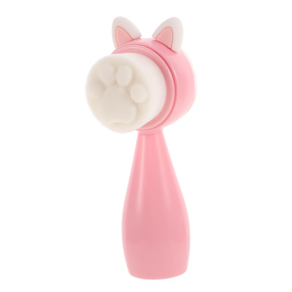 COOLHIYA Facial Exfoliating Brush Soft Silicone Manual Facial Cleansing Brush for Deep Pore Cleaning and Dead Skin Removal Skin-Friendly Pink Dual-Sided Face Scrubber with Abs Handle for