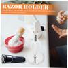 COOLHIYA Razor and Shaving Brush Holder Stand with Non-slip Base for Travel and Home Use Silver Slot Extends Brush Life by Drying Bristles Downward Practical and Stable Shave Razor Storage view 4