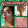 Christmas Body Glitter Stick, Waterproof Halloween Face Glitter Gel, Chunky Glitter Face Paint, Green Red White Sequin Hair Glitter Makeup for Women and Kid (Green Red White) view 3
