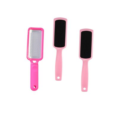 COOLHIYA 3pcs Pedicure Tool Double-Sided Stainless Steel Foot File and Pink Sandpaper Grinding Boards for Women Callus Removal Exfoliating Hard Skin Foot Care at Home and Professional Use