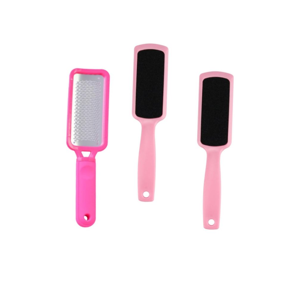 COOLHIYA 3pcs Pedicure Tool Double-Sided Stainless Steel Foot File and Pink Sandpaper Grinding Boards for Women Callus Removal Exfoliating Hard Skin Foot Care at Home and Professional Use