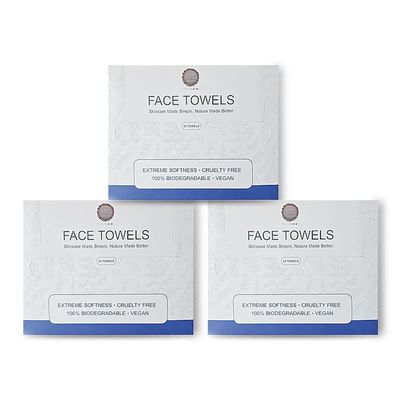 50-Count/Packs Disposable Face Towels Box3 Packs - Soft Facial Towels, Clean & Disposable Washcloths for Daily Skincare, Bathroom Use & Travel Needs