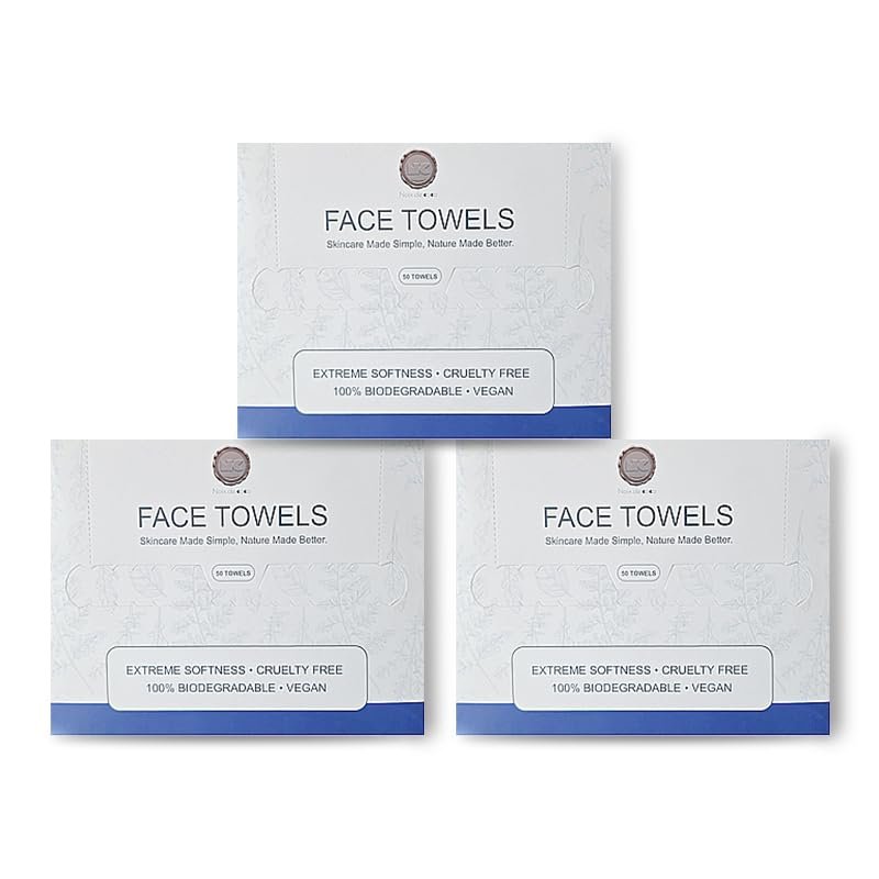 50-Count/Packs Disposable Face Towels Box3 Packs - Soft Facial Towels, Clean & Disposable Washcloths for Daily Skincare, Bathroom Use & Travel Needs