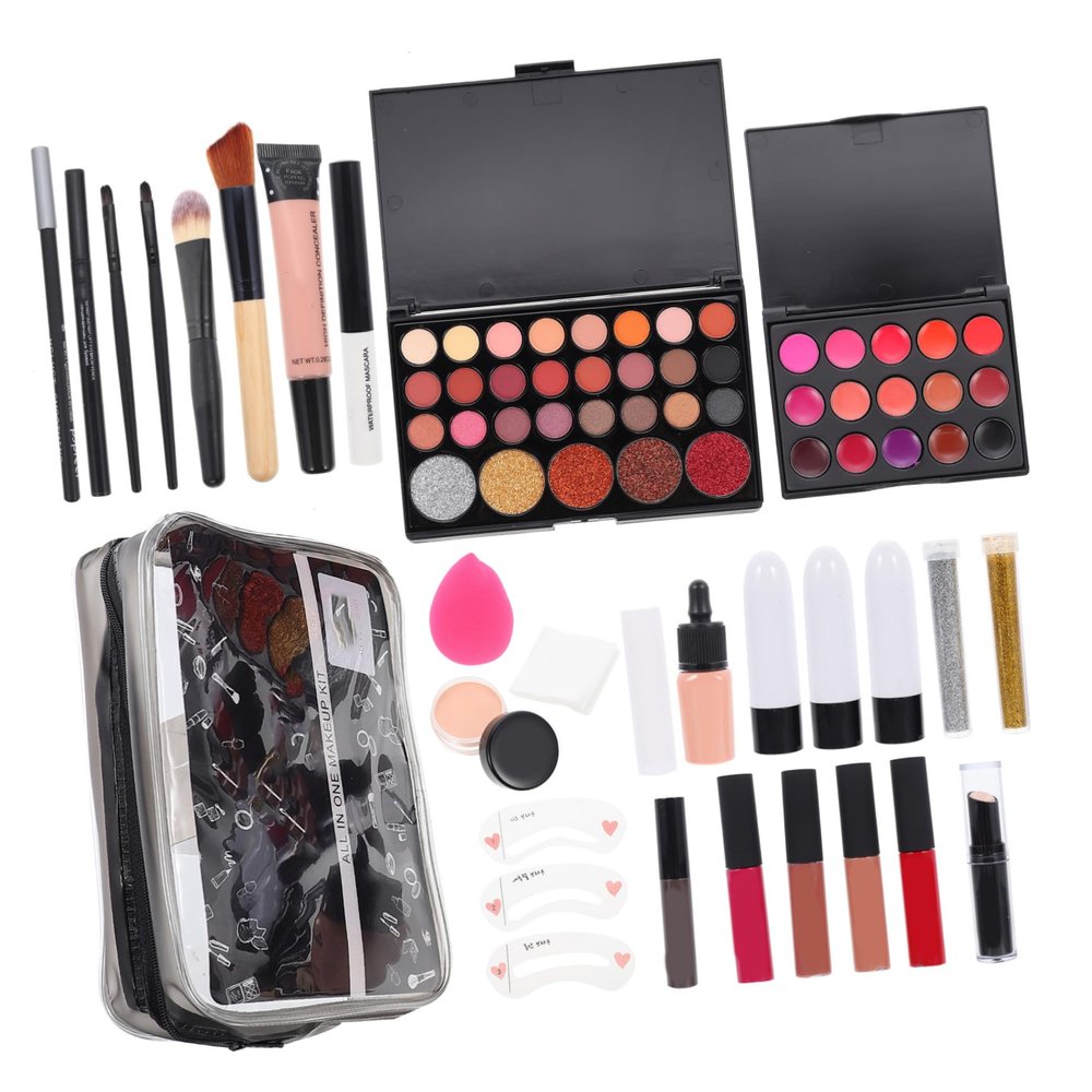 ETHZZLE One Women S Makeup Kit with Cosmetic Brushes Eyeshadow Palette Lipstick Foundation for Beginners Portable Complete Makeup Supplies with Skin-friendly Bristles and Handles