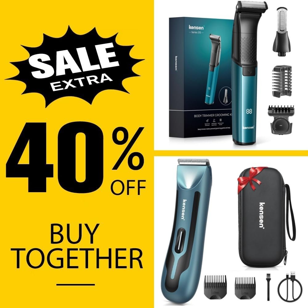 Body Hair Trimmer for Men - 6.0 Upgraded Electric Beard Trimmer, Mens Body Shaver with LED Light Travel Case
