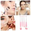LALADEFIEE 5 Pcs Makeup Brush Kit with Detachable Bead Handles Pink Metal Makeup Face Brushes for Foundation Eyeshadow Blush Contouring Eyebrow Shaping Ergonomic Design for Women view 3