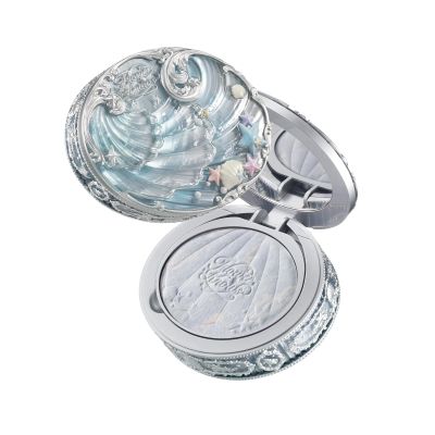 Flower Knows Shell's Jewel Collection Baked Powder,Makeup & Setting Pressed Powder Compact with Mirror and Puff,Smooth Translucent Oil-Control Pore Blurring,0.32 Oz(01 Cloudy Blue)