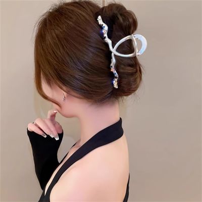 DFWZMQTG Star colored diamonds metal frosted hair clips female back of the plate large shark clip scrunchy