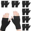 6 Pairs Fingerless Eczema Gloves Moisturizing Gloves for Adults Fingerless Cotton Gloves Washable and Reusable Eczema Sleeves Cotton Gloves Overnight Dry Hands for Adults Eczema (Black) view 1