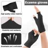 6 Pairs Fingerless Eczema Gloves Moisturizing Gloves for Adults Fingerless Cotton Gloves Washable and Reusable Eczema Sleeves Cotton Gloves Overnight Dry Hands for Adults Eczema (Black) view 3