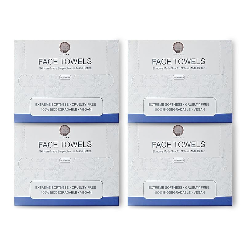 50-Count/Packs Disposable Face Towels Box4 Packs Soft Facial Towels, Clean & Disposable Washcloths for Daily Skincare, Bathroom Use & Travel Needs