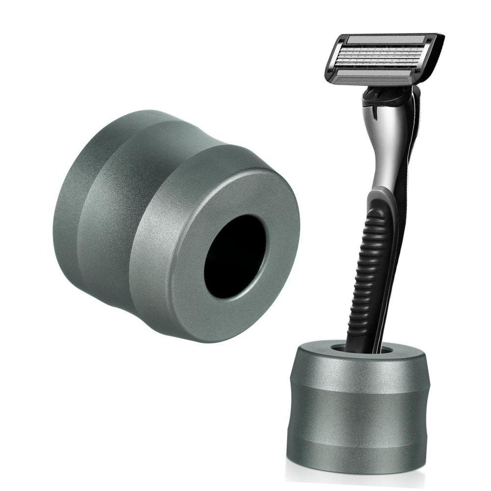 ETHZZLE Black Aluminum Shaving Razor Stand for Men Safety Razor Holder with Smooth Edges Rust-resistant Manual Shaver Storage Rack to Protect and Air Dry