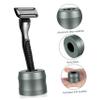 ETHZZLE Black Aluminum Shaving Razor Stand for Men Safety Razor Holder with Smooth Edges Rust-resistant Manual Shaver Storage Rack to Protect and Air Dry view 3