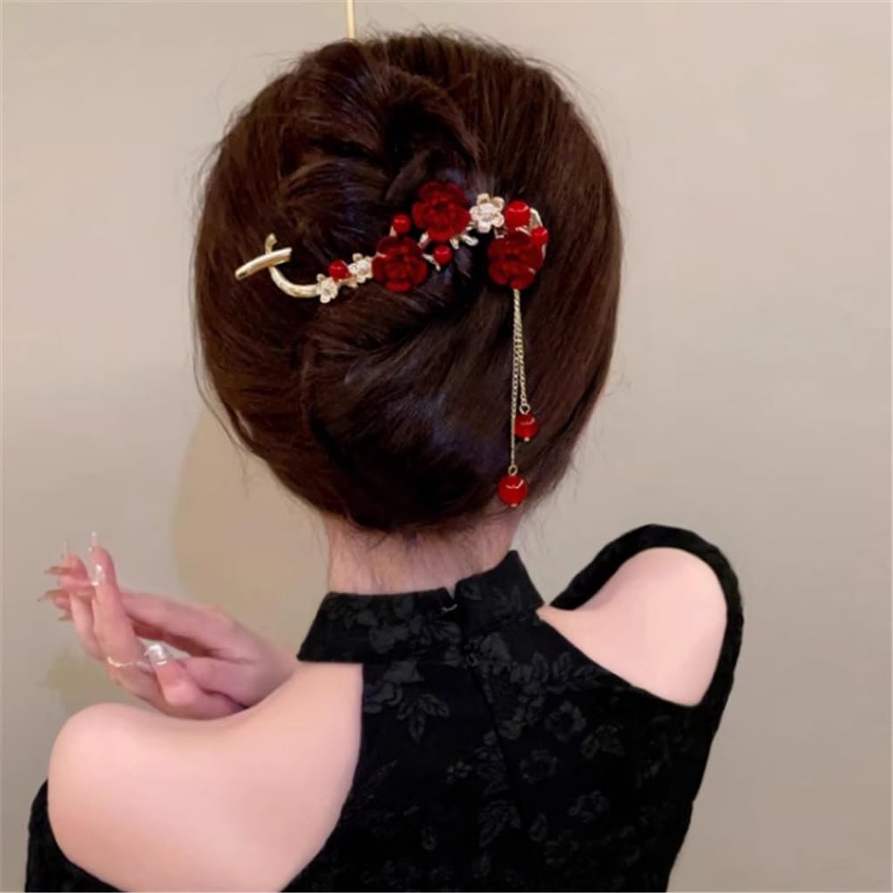 DFWZMQTG Ancient plum blossom twisted clip word female back of the plate hair grab hairpin