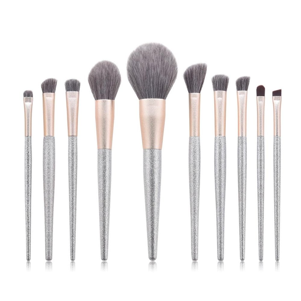 10 pieces of makeup brush set end silver lisa powder blusher tools