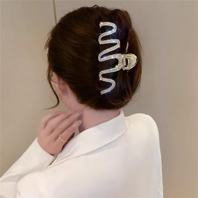 DFWZMQTG Korean curve metal large grab clip shark hair female back of the headwear