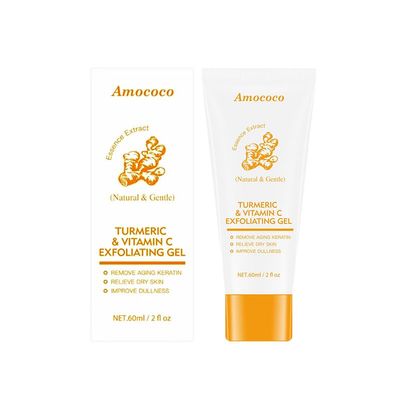 Amococo Turmeric Vitamin C Face Exfoliating Gel, Exfoliating Facial Treatment for Glowing Skin, Deep Clean Pores, Remove Blackheads & Moisturize Skin for All Types Skin, 2 Fl Oz