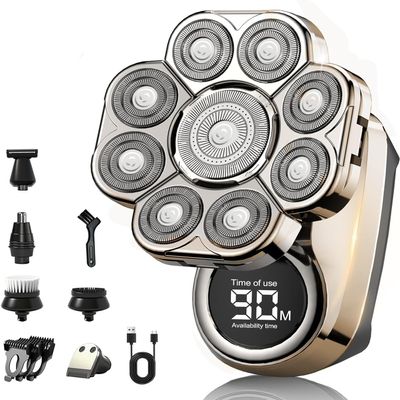 Bald Head Shaver  1 Set with Extra Blade, Silver, Rechargeable Cordless Electric Razor for Smooth Bald Shaving