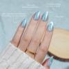 Winter Press On Nails Almond - Jofay Fashion Blue Aurora Cat Eye Snowflake Press On Nails, Acrylic Fake Nails with Glue, Reusable Soft Gel Glue On Nails for Women in 16 Sizes, Stick On Nails Kit view 3