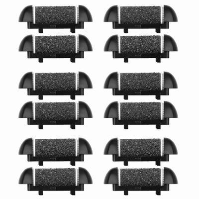 12 Pack Replacement Refill Rollers for Electric Foot File Callus Remover Pedicure Kit Tools Grinding Roller Head for Hard Callus and Tough Dead Skin (12pcs Heavy Coarse)