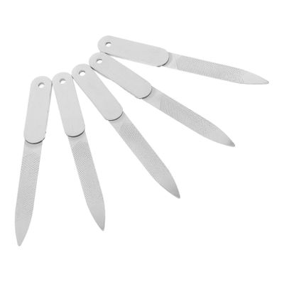 COOLHIYA 5pcs Stainless Steel Nail File for Manicure and Pedicure Welded Double-Sided Portable Nail Files for Fingernail and Toenail Shaping for Travel and Home Use