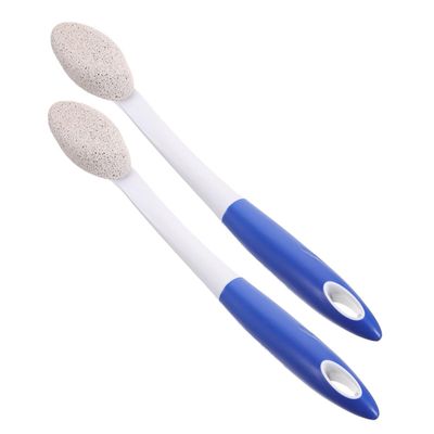 ETHZZLE 2pcs Long Handle Pumice Stone Foot Scrubber for Dead Skin Removal Volcanic Exfoliator Tool with Ergonomic Design Easy to Use for Home and Salon Foot Care
