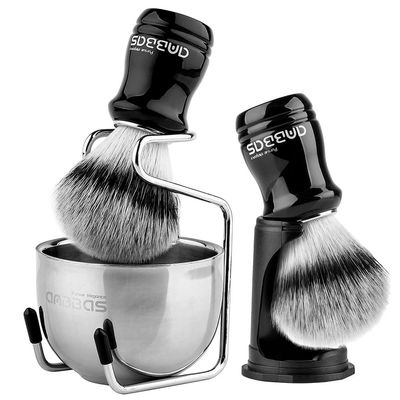 Anbbas 3in1 Shaving Brush Kit with Stainless Steel Shaving Stand and Bowl and Travel 2in1 Set Shaving Brush with Resin Stand