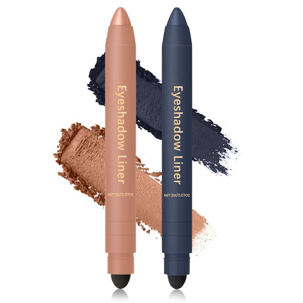 Eyeshadow Stick,Shadow Liner 2-in-1 Eyeliner & Eyeshadow,Perfect Color Duo-Shadow Liner 2-in-1 Eyeliner,Easy to Color, Effortless & Long-Lasting Makeup for Defined Eyes(Navy+Champagne)