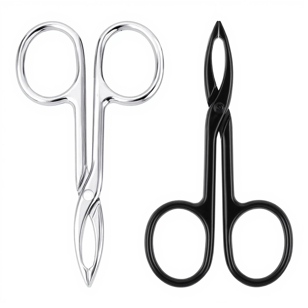 2 Pieces Tweezers Scissor Handle Scissor Tweezers for Eyebrows Straight Tip Scissors Shaped Eyebrows Tweezer for Hair Plucker Remover Facial Hair Eyebrow Care Women Men (Silver and Black)