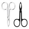 2 Pieces Tweezers Scissor Handle Scissor Tweezers for Eyebrows Straight Tip Scissors Shaped Eyebrows Tweezer for Hair Plucker Remover Facial Hair Eyebrow Care Women Men (Silver and Black) view 1