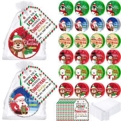Capoda 24 Pack Christmas Shower Steamers Stocking Stuffers Christmas Gifts Shower Bombs Aromatherapy with Card and Organza Bag Holiday Flavors Self Care Bath Bombs for Women White Elephant Gifts