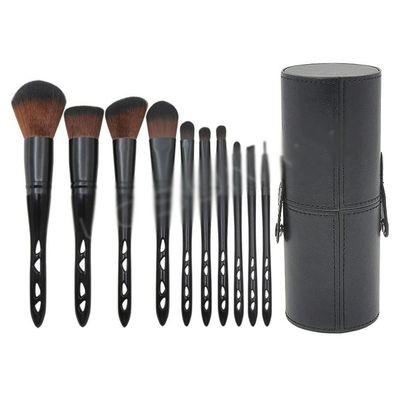 10 Pieces Of Porous Makeup Brush Set, Black Barreled Eye Makeup Tools