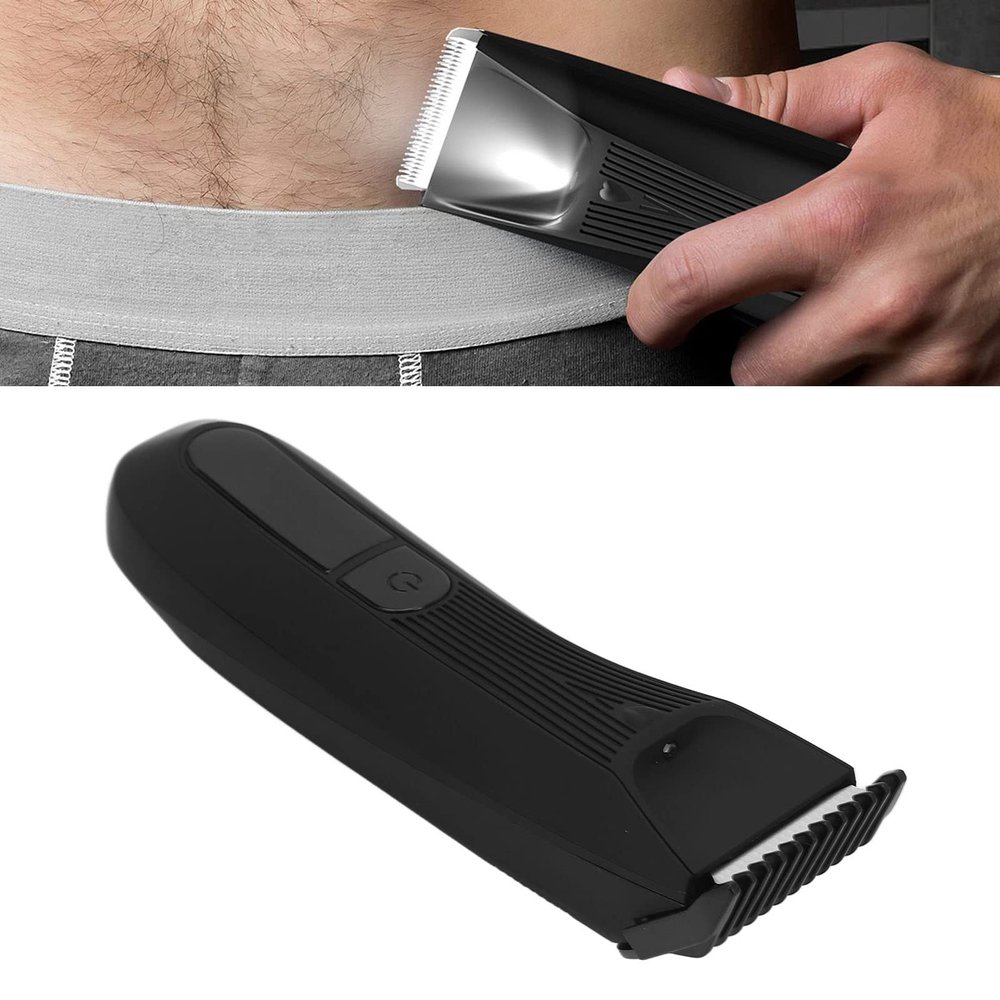 Men Body Trimmer Black Electric Rechargeable Body Hair Clipper Ergonomic Safe Groin Armpit Chest Ceramic ABS