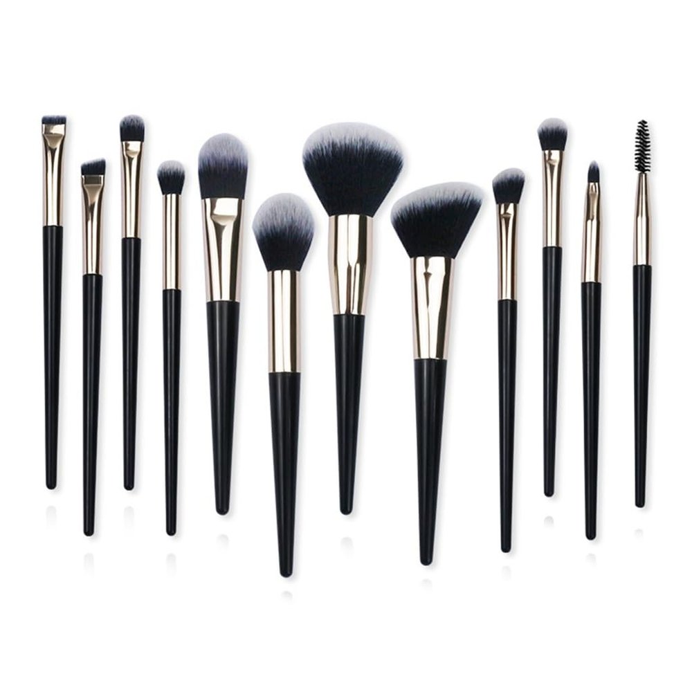 12pcs Makeup Brush Full Set Makeup Tool Set Black Gold Portable Soft Hair Makeup Brush