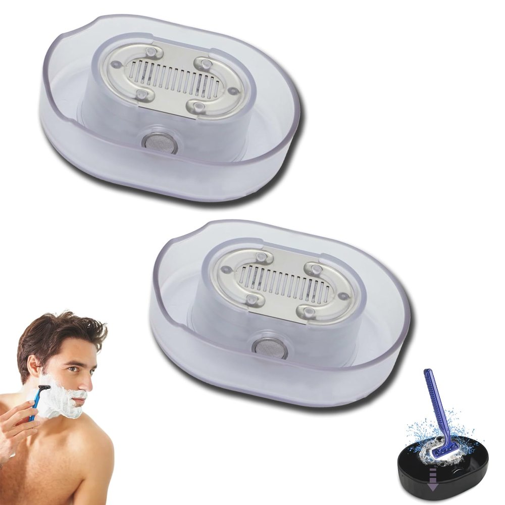 Razor Rinser, Razor Cleaner, Shaving Blades Cleaner, Applies to Most Hand Shavers, Quick Cleaning,Say Goodbye to Clogged and Dirty Sinks (Transparent*2)