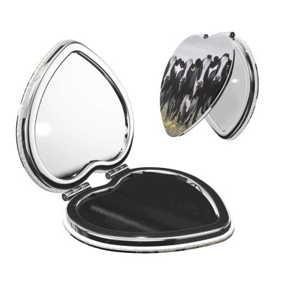 NBSKSDLK Black White Cows Compact Mirror for Purse, 1x/2x Magnifying Double-Sided Cosmetic Mirror Portable Travel Mirror for Beauty, Foldable, Handheld Vanity Mirror for Women Gift