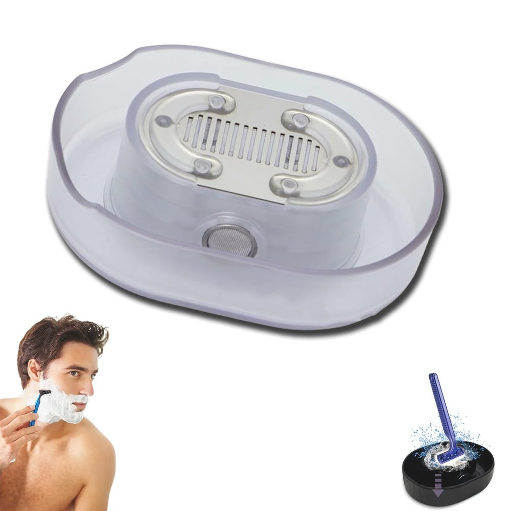 Razor Rinser, Razor Cleaner, Shaving Blades Cleaner, Applies to Most Hand Shavers, Quick Cleaning,Say Goodbye to Clogged and Dirty Sinks (Transparent)