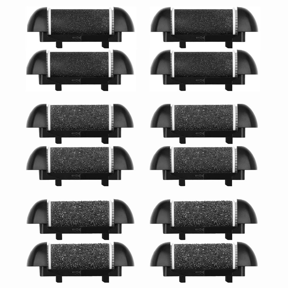 12 Pack Replacement Roller Heads for Electric Callus Remover for Feet Pedicure Tools Foot File Pedicure Kit Refill Rollers for Cracked Heels and Dead Skin (12pcs Different Coarse)