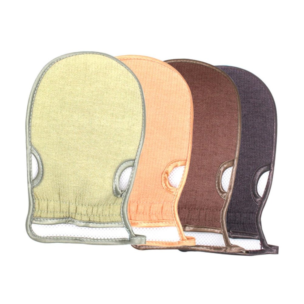 COOLHIYA 3pcs Exfoliating Bath Mitt Gloves for Couples Double-sided Dead Skin Remover Body Scrubber Artificial Fiber with Hanging Loop Random Colors Random Color