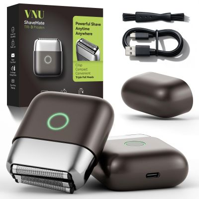 VNU Alloy Body Foil Shaver, Mini Pocket Shaver for Travel, Electric Razor for Men Face Beard, IPX7 Waterproof & 60-Day Standby, Gift for Men/Boyfriend/Husband/Dad/Brother (Dark Gray)