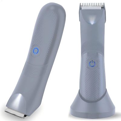 NIPOO Electric Bikini Trimmer for Women - 2 in 1 Electric Lady Pubic Hair Groomer Painless Hair Removal Razor Body Shaver(Silver Gray)