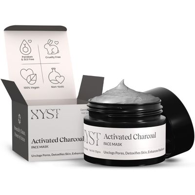 Activated Charcoal Clay Face Mask, Black, 50g, Vegan, Non-Drying, Pore Unclogging, Detoxifying with Kaolin Clay for All Skin Types