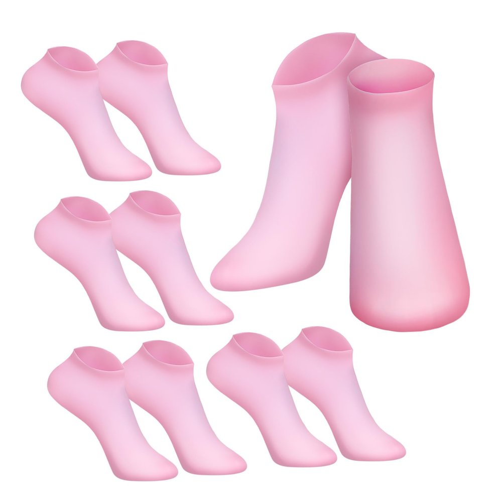 COOLHIYA 5 Pairs Silicone Foot Soaking Socks for Women Moisturizing Foot Care Socks