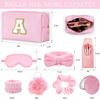 Makeup Gift Set  Initial Cosmetic Bag, Pink Spa Accessories, Satin Eye Mask & Headband; Spa Party Supplies for Girls, Sleepover Party Supplies Gifts for Teen Girls Bridesmaid view 2
