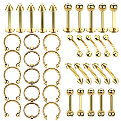 CHARIFIN Body piercing stainless steel Nose ring ear eyebrow lip navel nipple Piercing cartilage stud 14K gold hoop earrings for unisex 40pcs